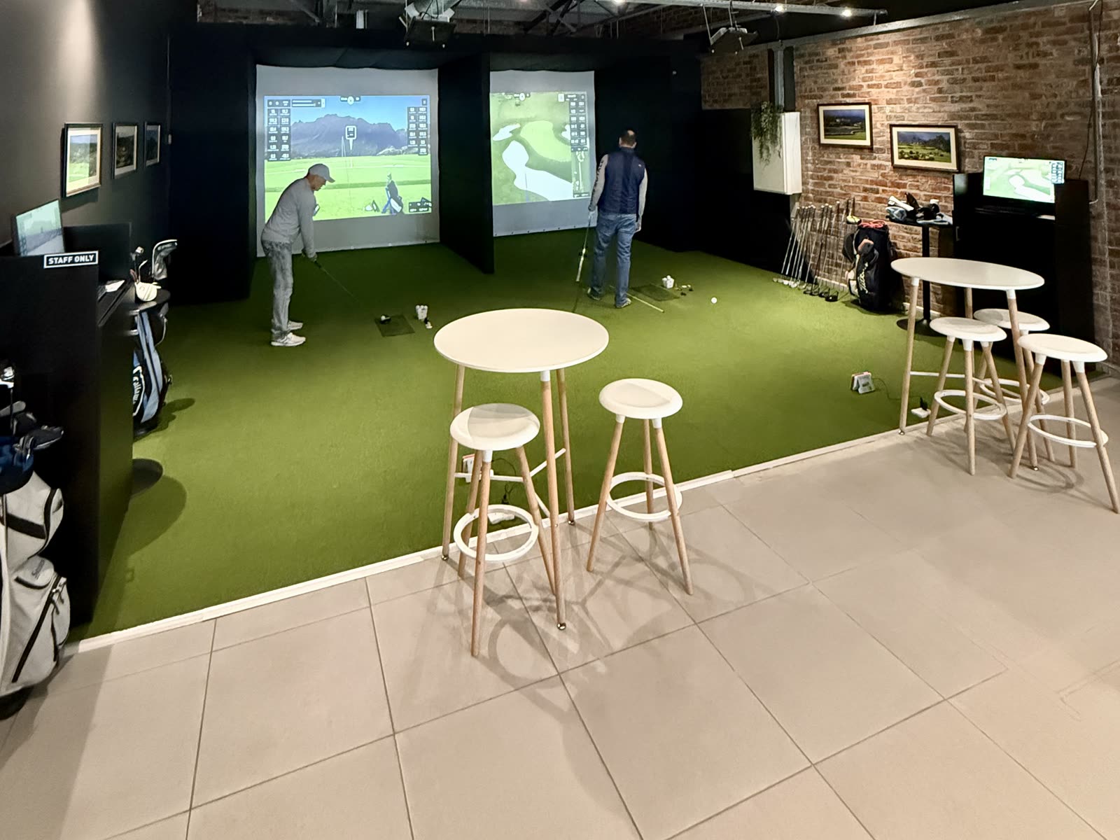 The two simulator bays at the Golf Simulation Centre in Westlake